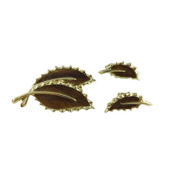 c1968 Wooded Beauty Brooch and Earring Set by Sarah Coventry - Picture 1 of 11